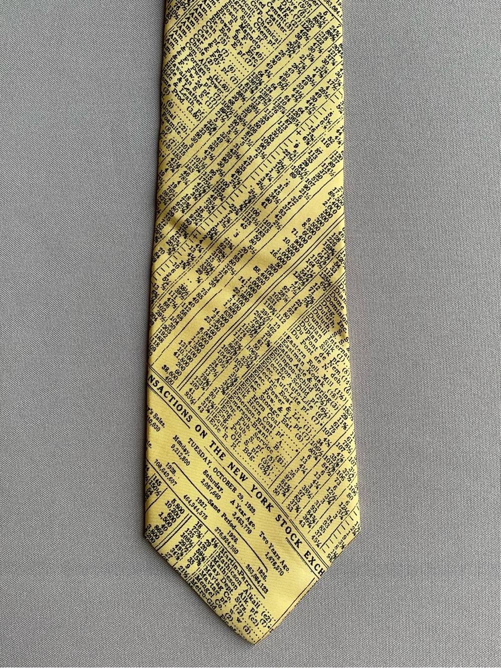 Alynn Neckwear Mens Silk Tie Stock Market Wall Street Crash of 29 Made USA